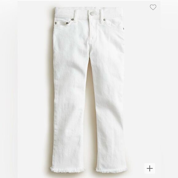 J.Crew Girls' raw-hem demi-boot jean in white - Picture 1 of 3